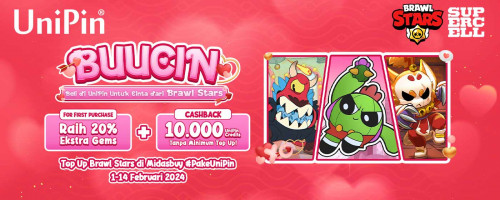 Awas Ada BUUCIN-nya Brawl Stars! Top Up Gems #PakeUniPin - Raih 20%+Ekstra Gems hingga 10.000 UniPin Credits!